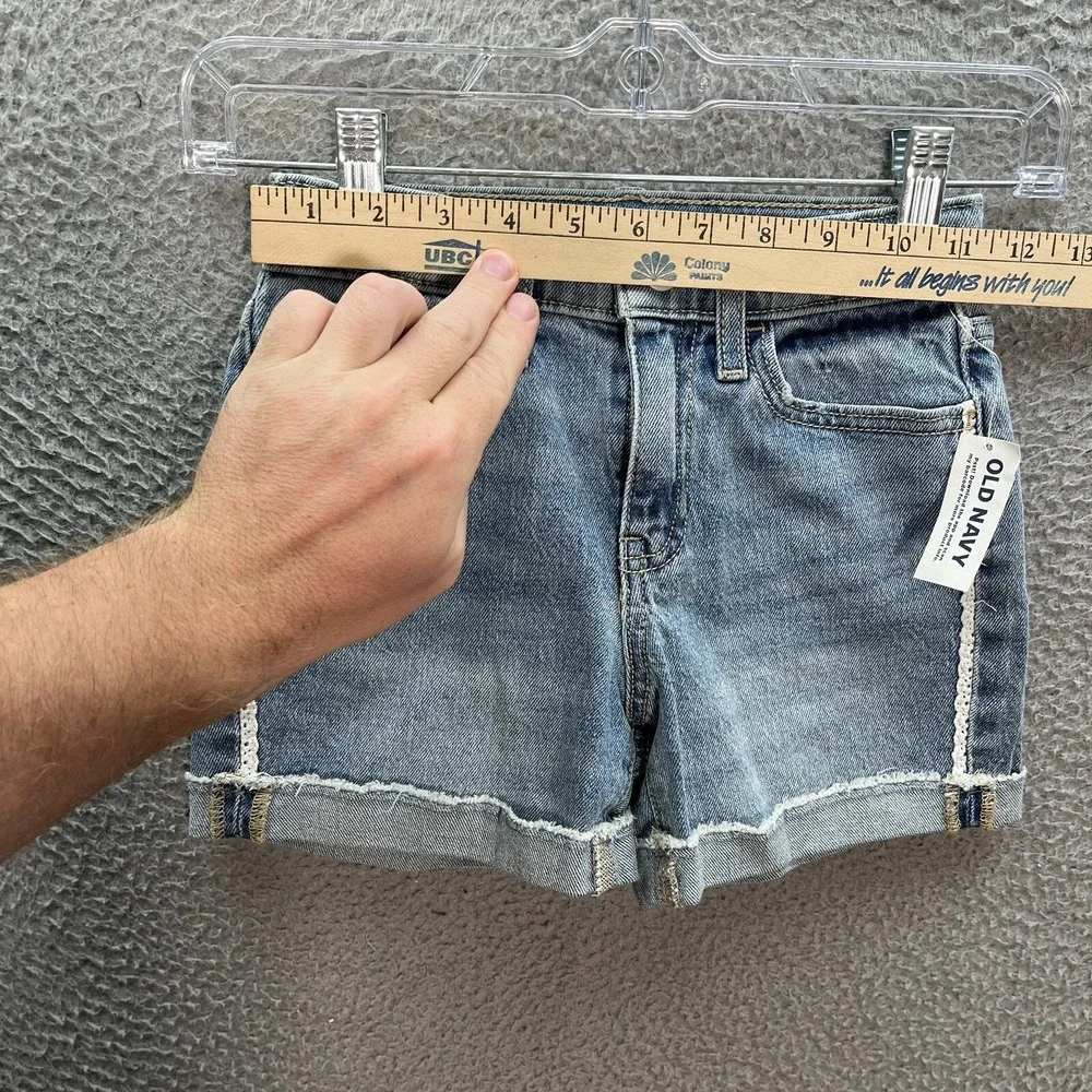 Old Navy Shorts Girls 8 Blue High Rise Built In Tough Distressed Denim Preppy‎